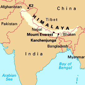 himalayan mountain range map